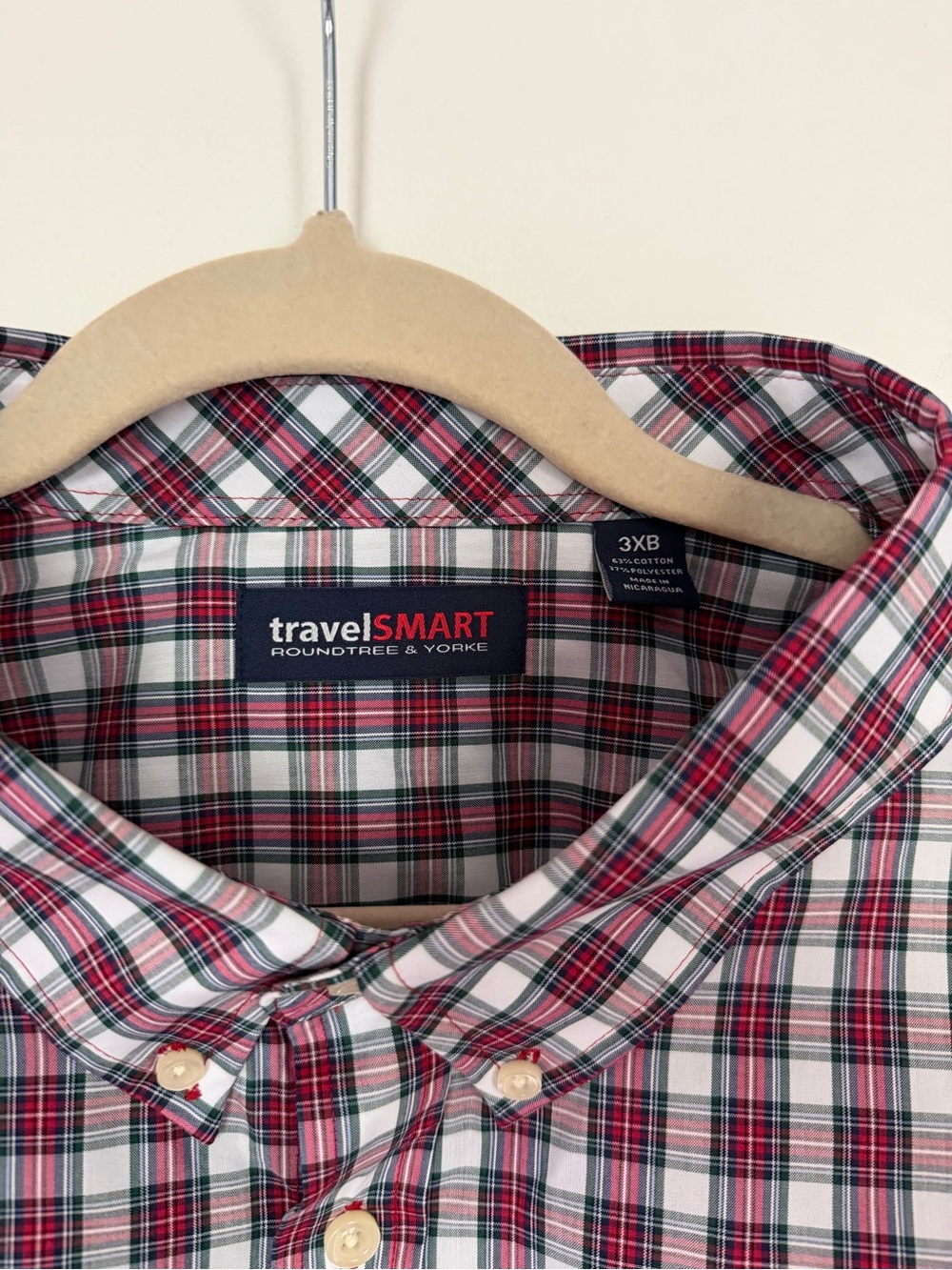 Roundtree & Yorke TravelSmart Shirt Mens 3XB Big Tall Plaid Button Down NWOT - Picture 2 of 4